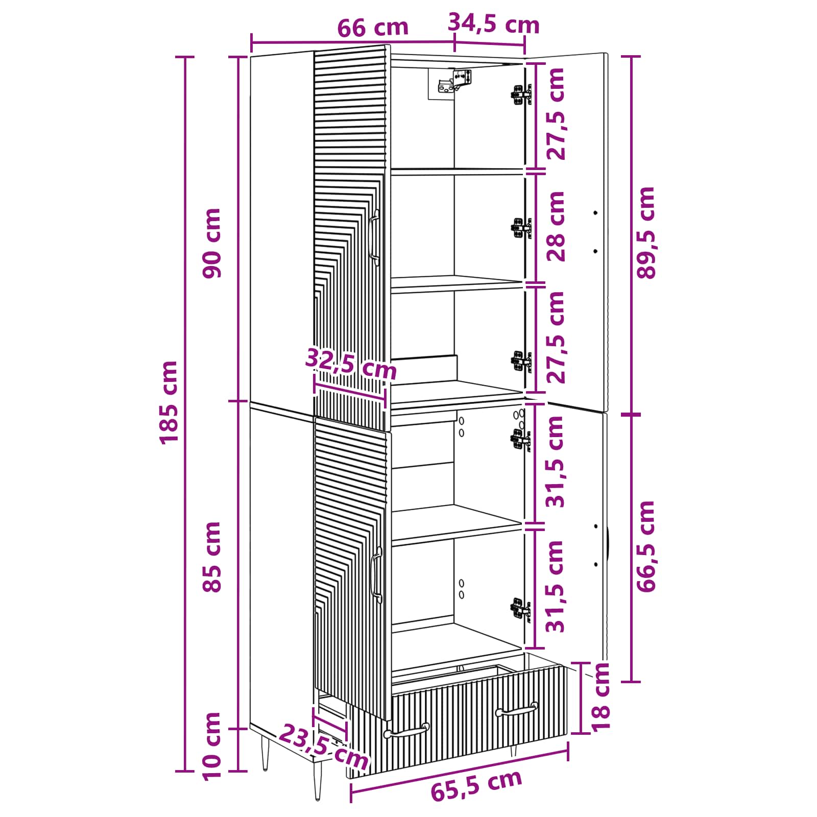 Juego de armarios 2 pcs 66 x 34,5 x 95 cm Madera de ingeniería