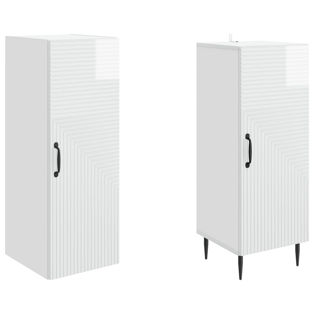 Juego de armarios 2 pcs Blanco Brillante 33 x 34,5 x 89,5 cm