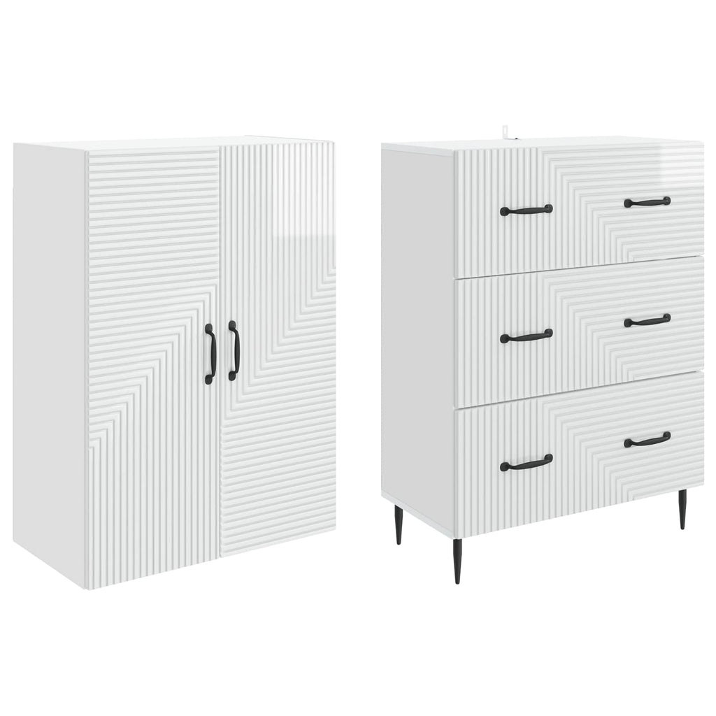 Juego de armarios 2 pcs Blanco Brillante 66 x 34,5 x 90 cm