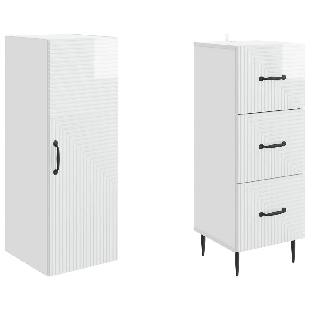 Juego de armarios 2 pcs Blanco Brillante 33 x 34,5 x 90 cm