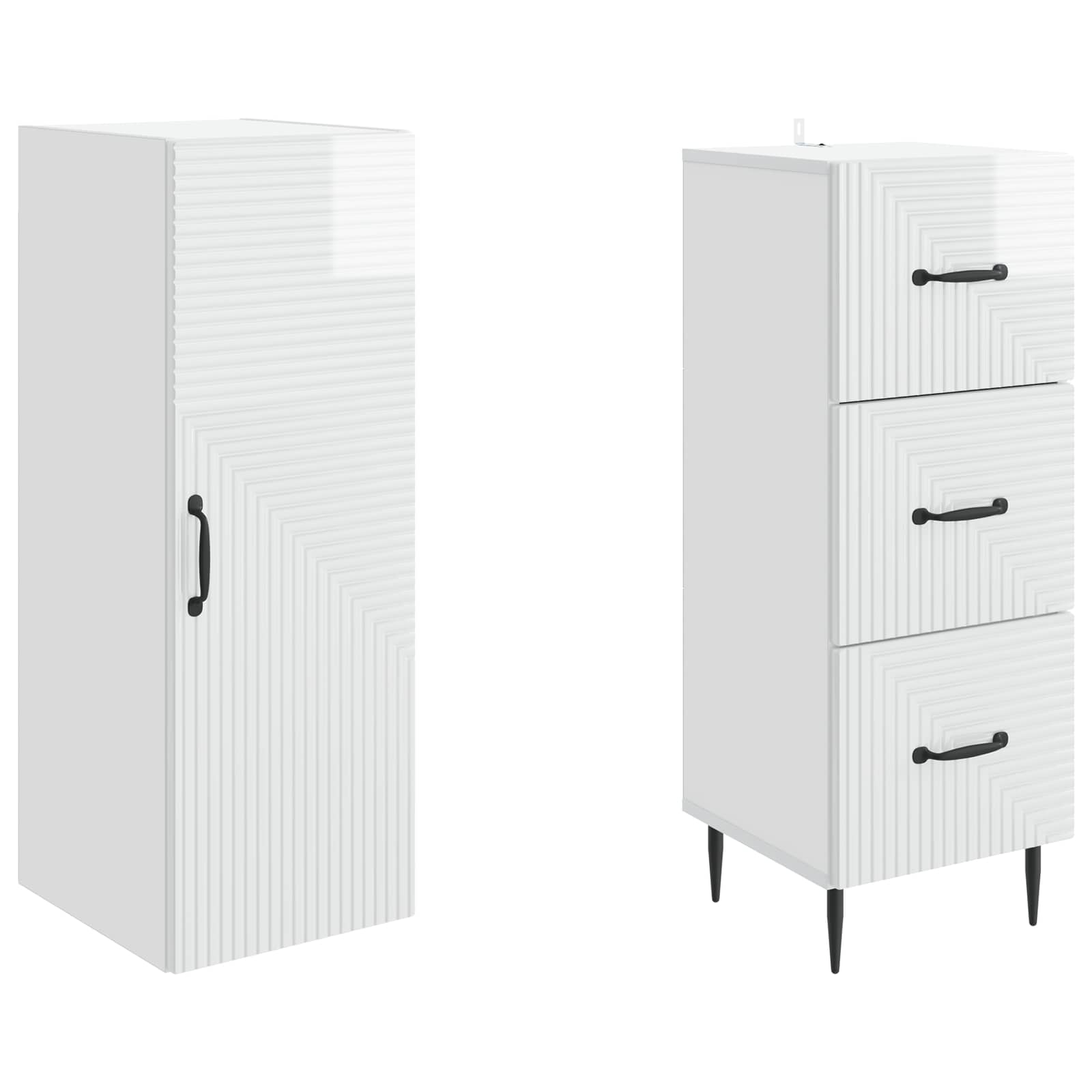 Juego de armarios 2 pcs Blanco Brillante 33 x 34,5 x 90 cm