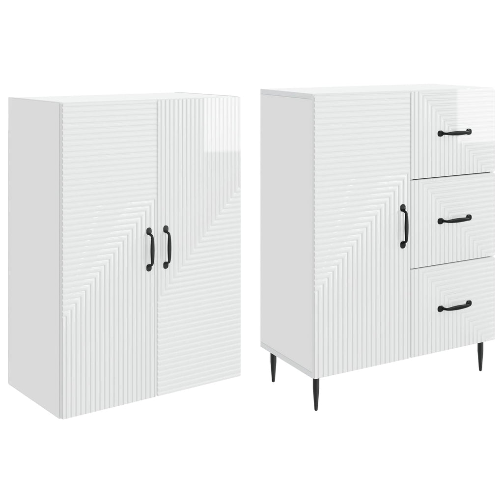 Juego de armarios 2 pcs Blanco Brillante 66 x 34,5 x 89,5 cm