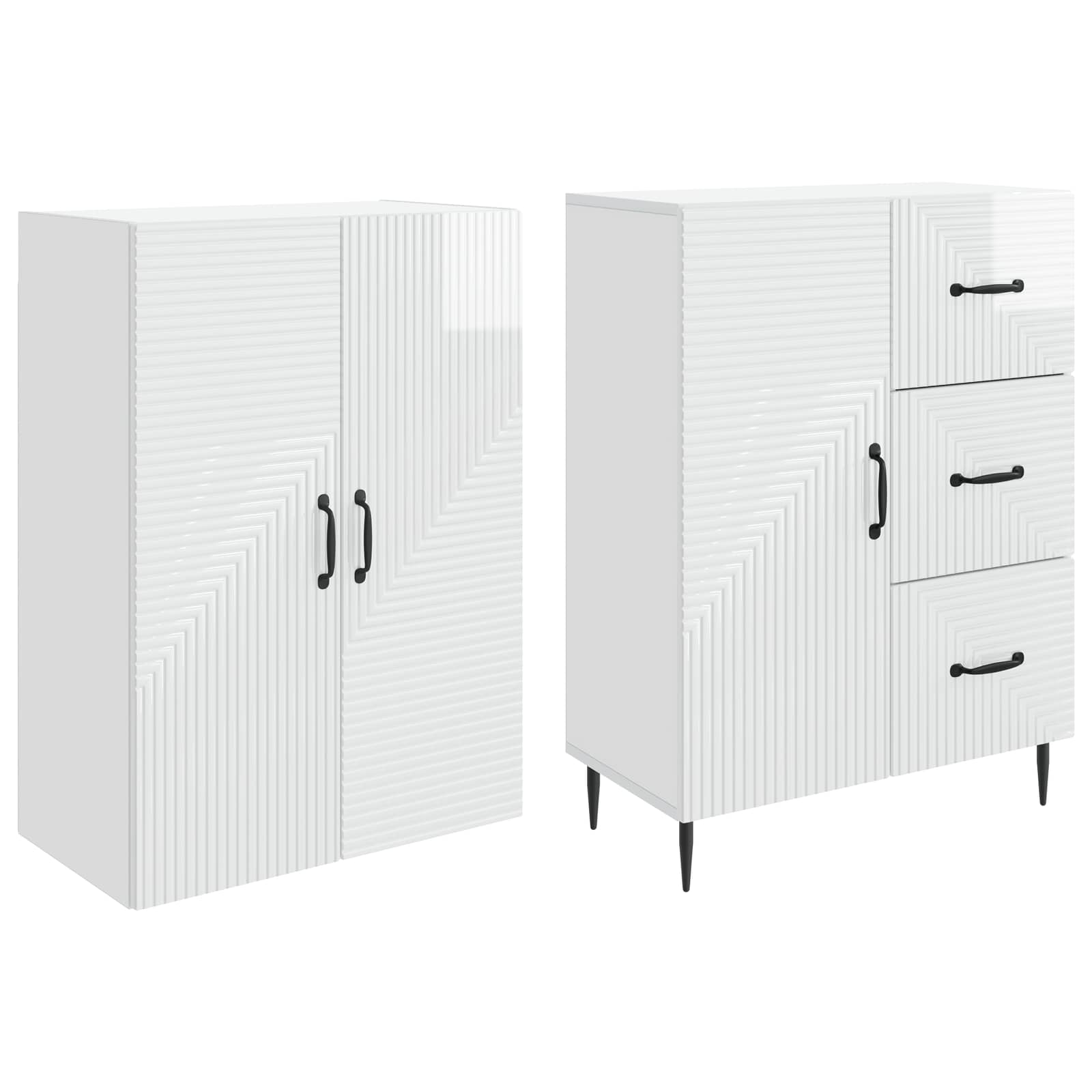 Juego de armarios 2 pcs Blanco Brillante 66 x 34,5 x 89,5 cm