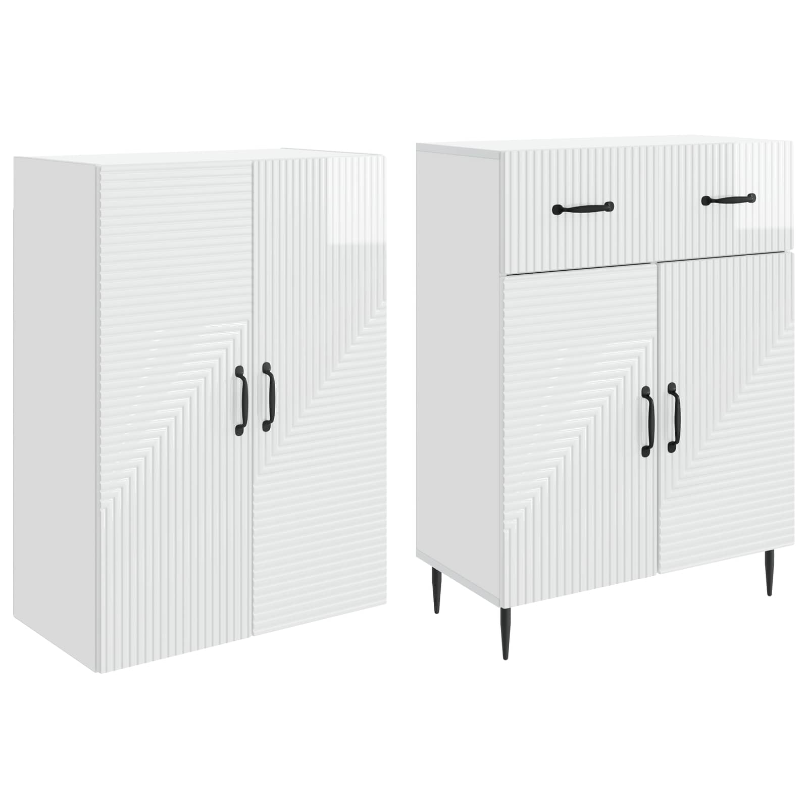 Juego de armarios 2 pcs Blanco Brillante 66 x 34,5 x 89,5 cm