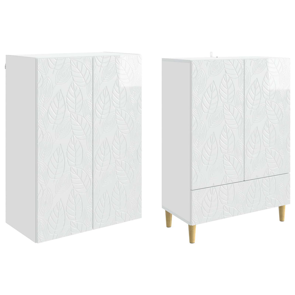 Juego de armarios 2 pcs Blanco Brillante Madera de ingeniería