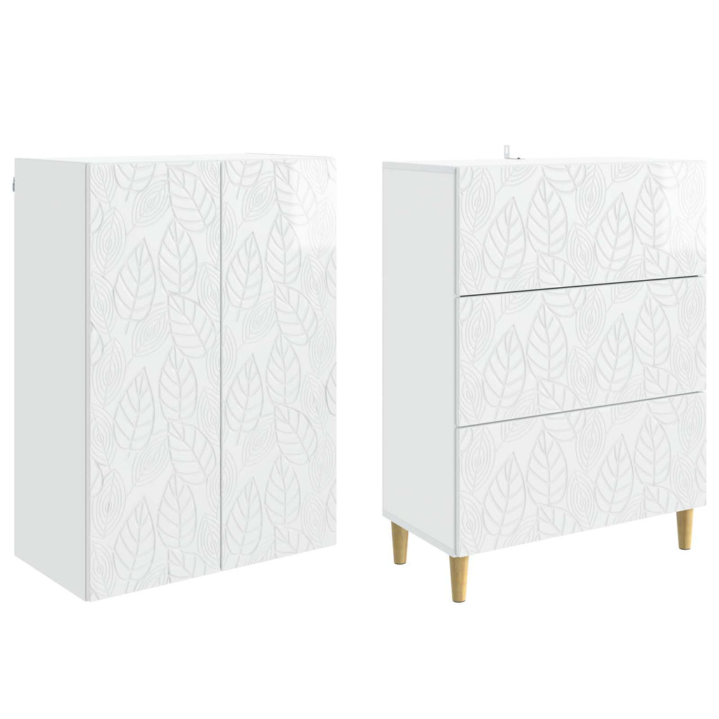Juego de armarios 2 pcs Blanco Brillante 66 x 34,5 x 90 cm