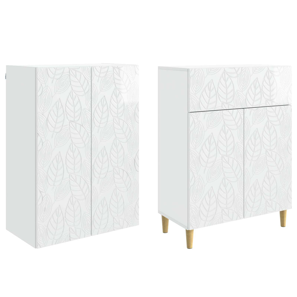 Juego de armarios 2 pcs Blanco Brillante Madera de ingeniería