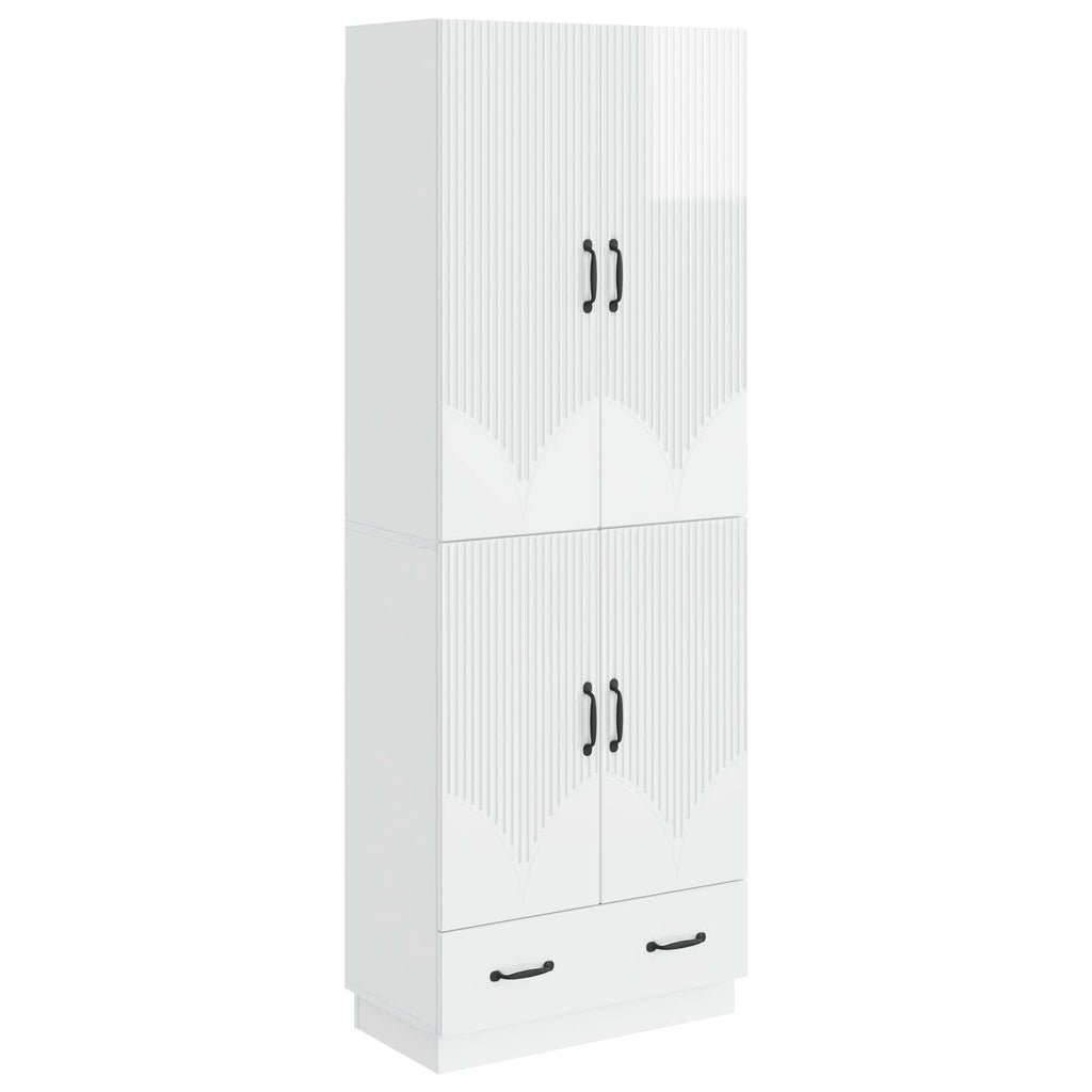 Juego de armarios 2 pcs Blanco Brillante Madera de ingeniería
