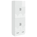 Juego de armarios 2 pcs Blanco Brillante Madera de ingeniería