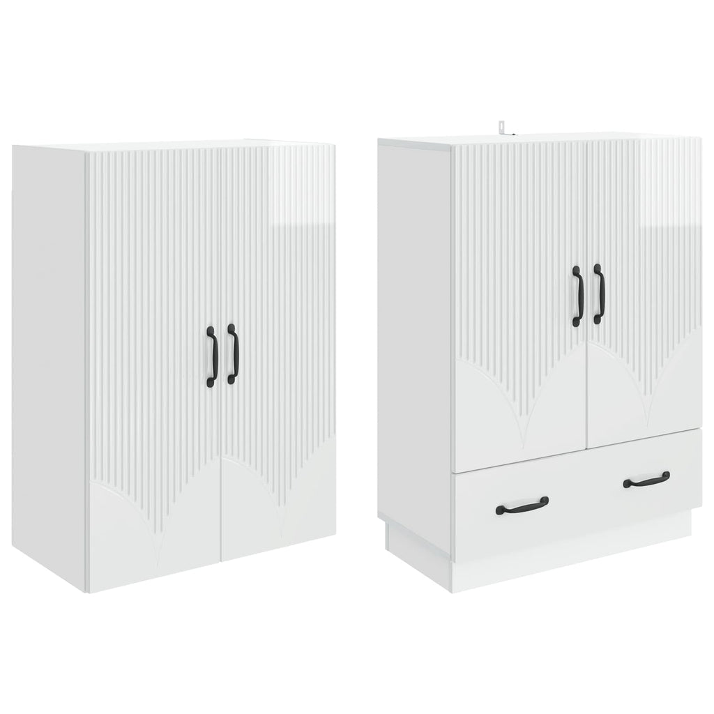 Juego de armarios 2 pcs Blanco Brillante Madera de ingeniería