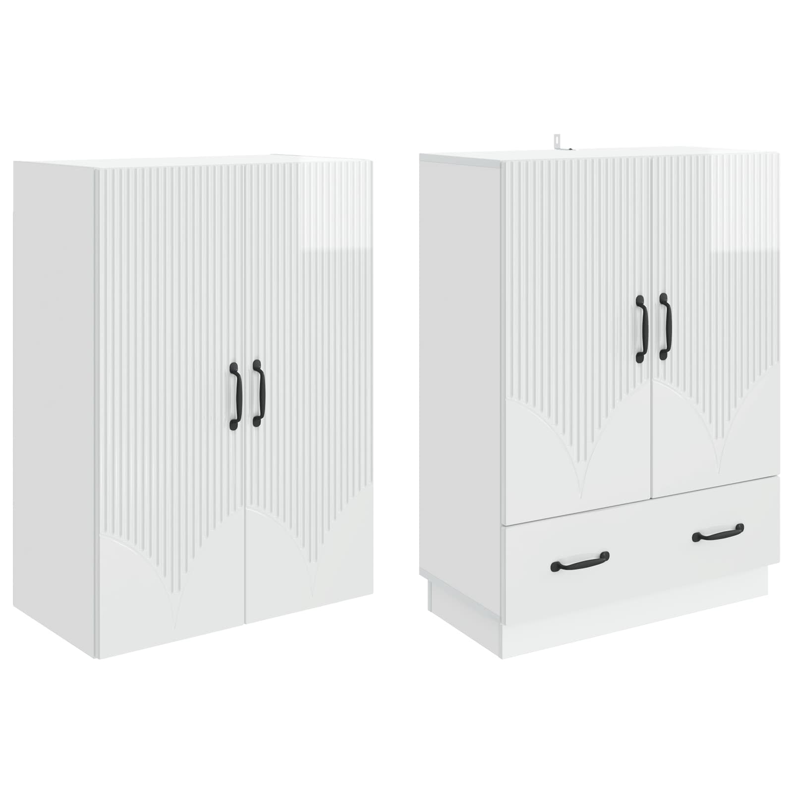 Juego de armarios 2 pcs Blanco Brillante Madera de ingeniería