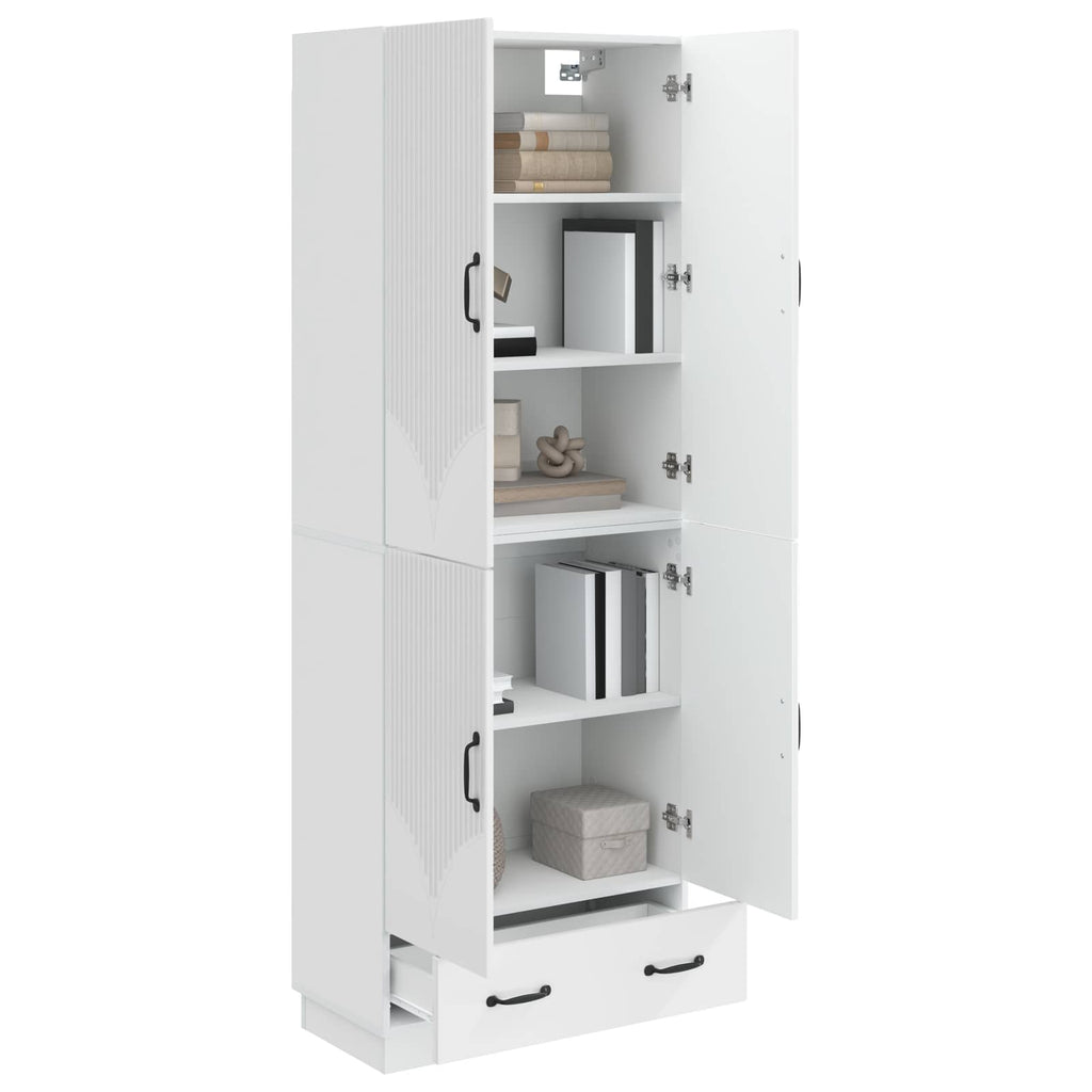Juego de armarios 2 pcs Blanco Brillante Madera de ingeniería