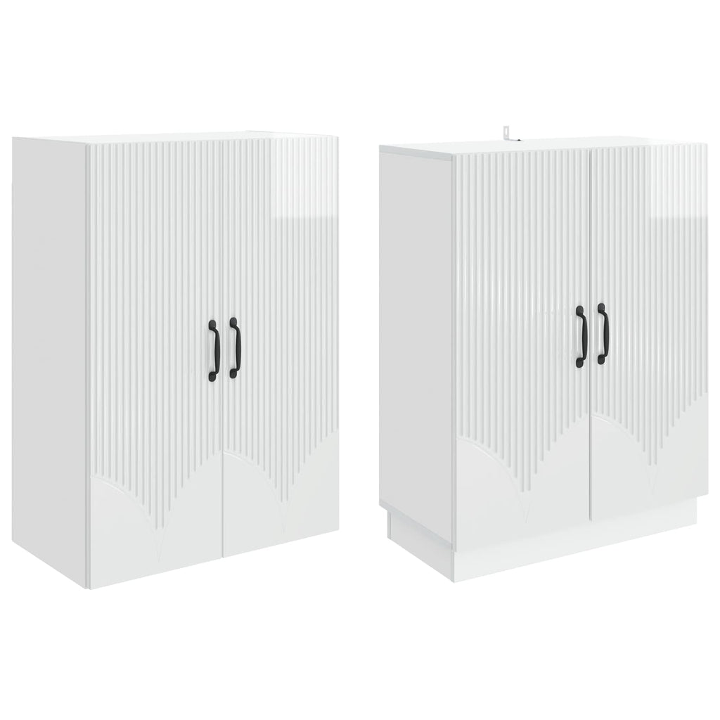 Juego de armarios 2 pcs Blanco Brillante Madera de ingeniería