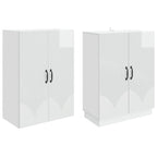 Juego de armarios 2 pcs Blanco Brillante Madera de ingeniería