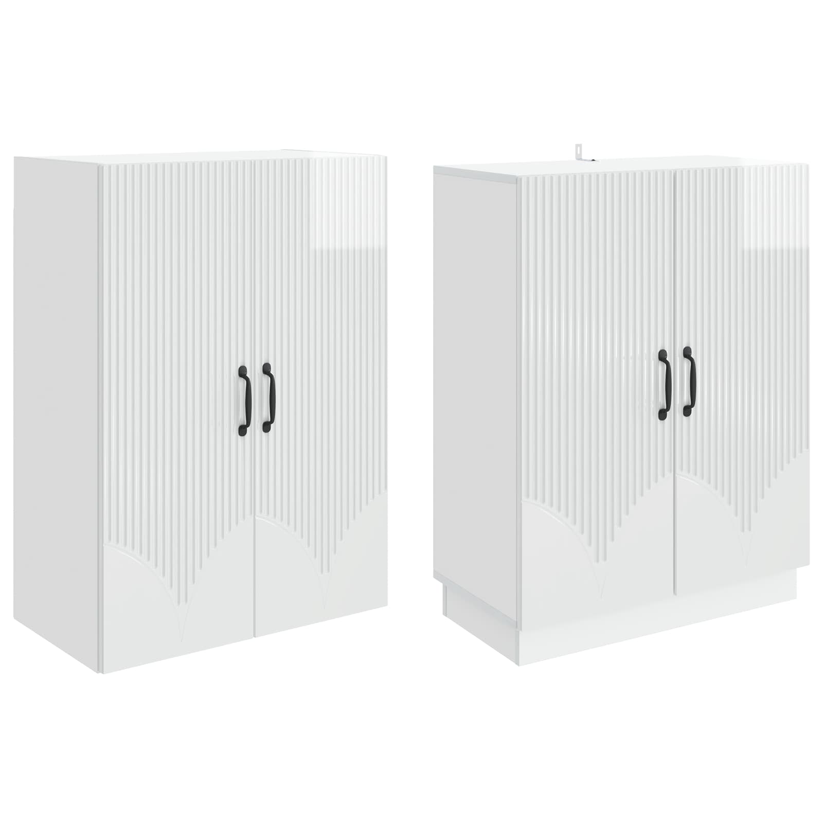 Juego de armarios 2 pcs Blanco Brillante Madera de ingeniería
