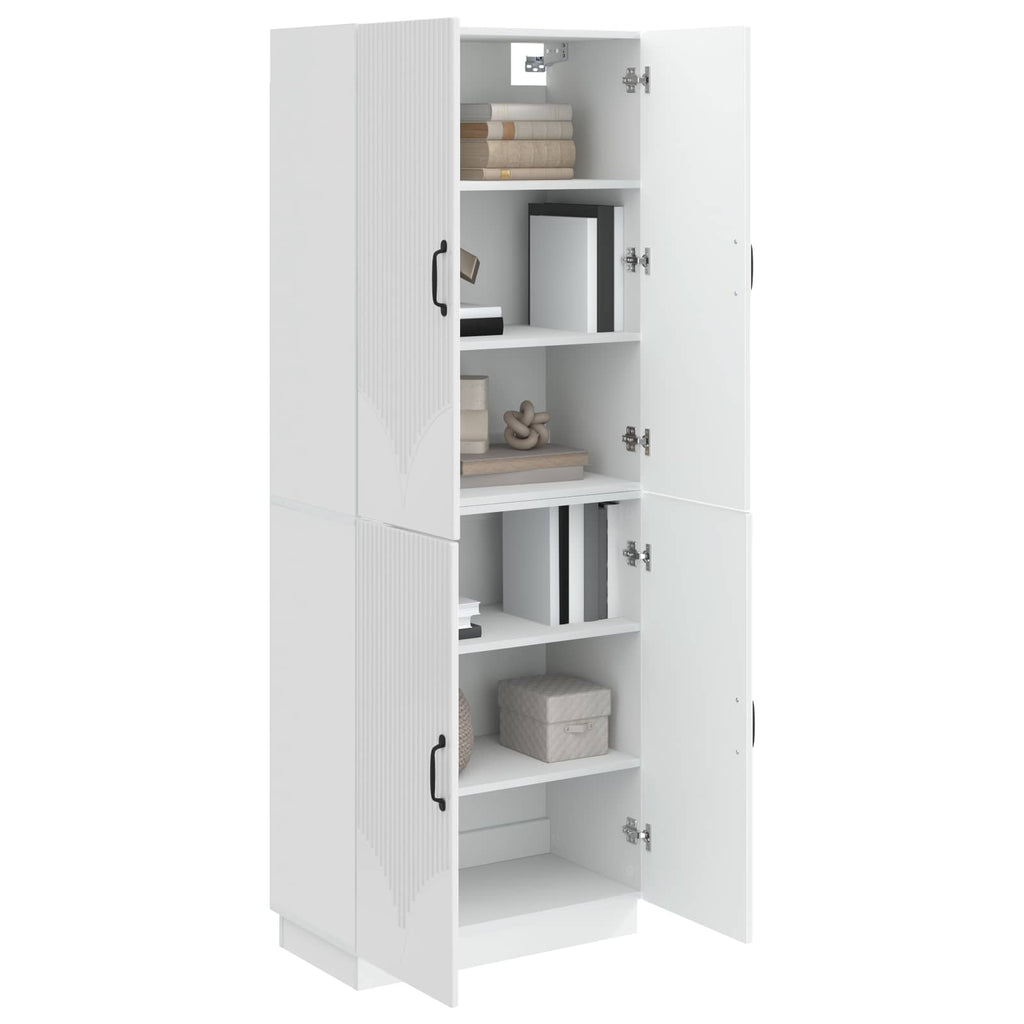 Juego de armarios 2 pcs Blanco Brillante Madera de ingeniería