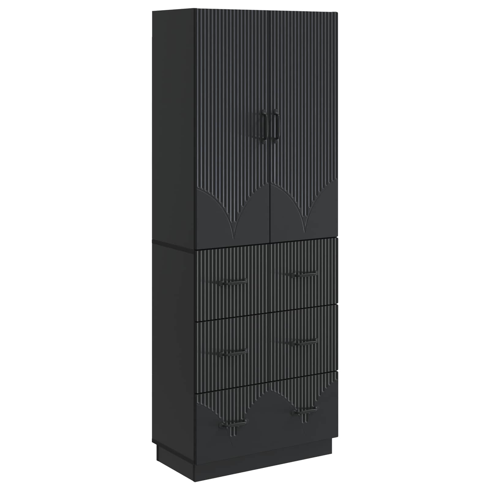 2 pcs High Gloss White Cabinet Set 66 x 34.5 x 87 cm