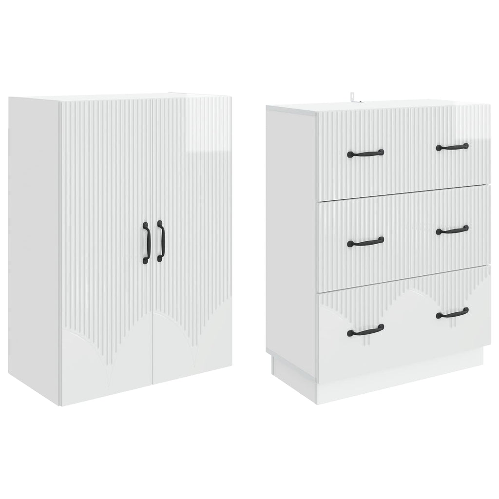 Juego de armarios 2 pcs Blanco Brillante 66 x 34,5 x 87 cm