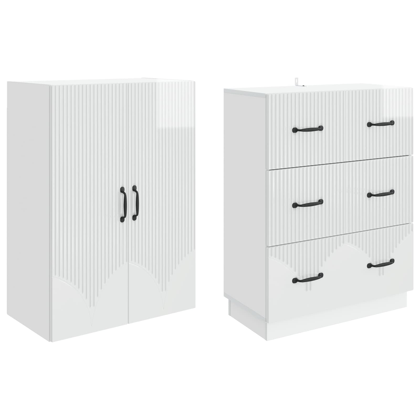 Juego de armarios 2 pcs Blanco Brillante 66 x 34,5 x 87 cm