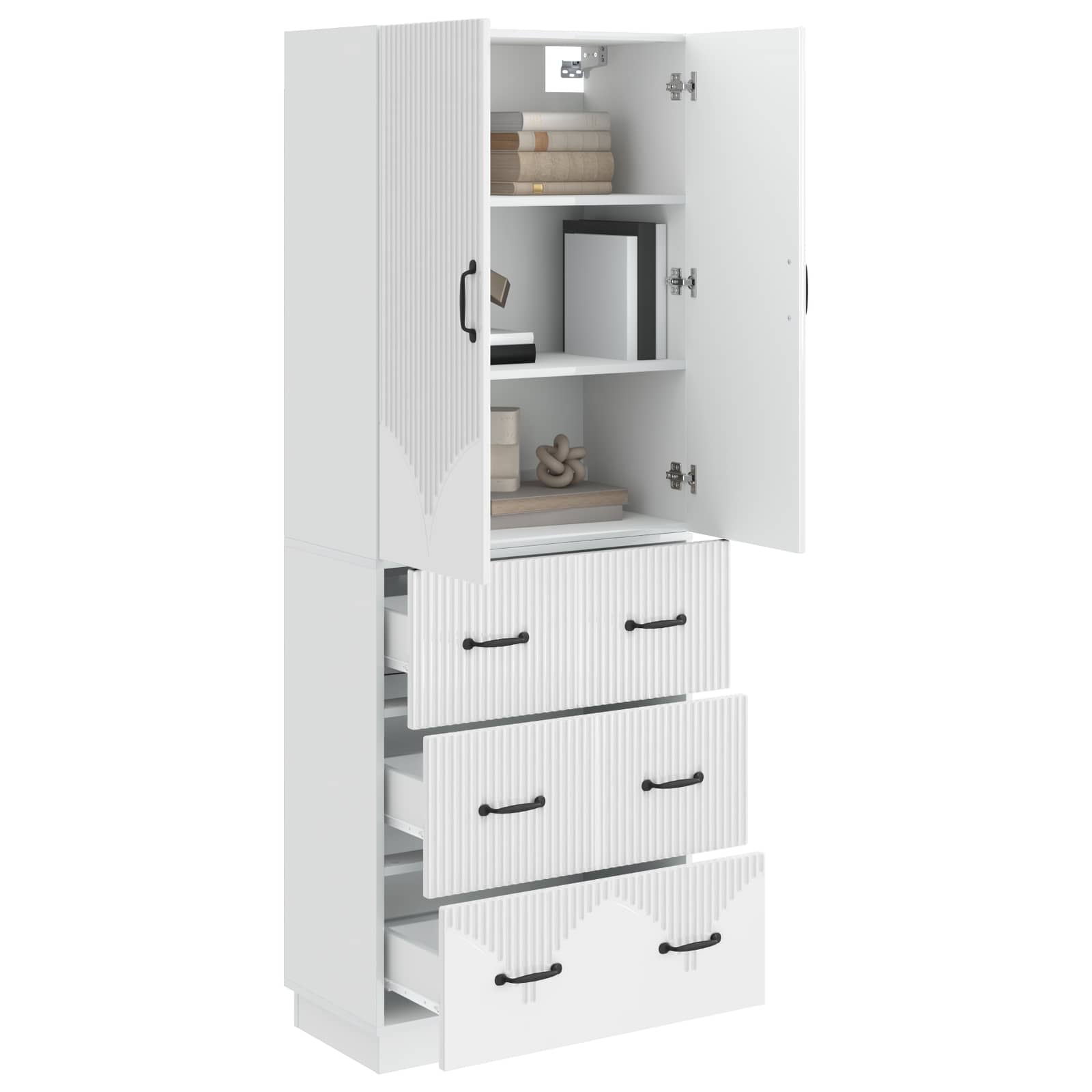 Juego de armarios 2 pcs Blanco Brillante 66 x 34,5 x 87 cm