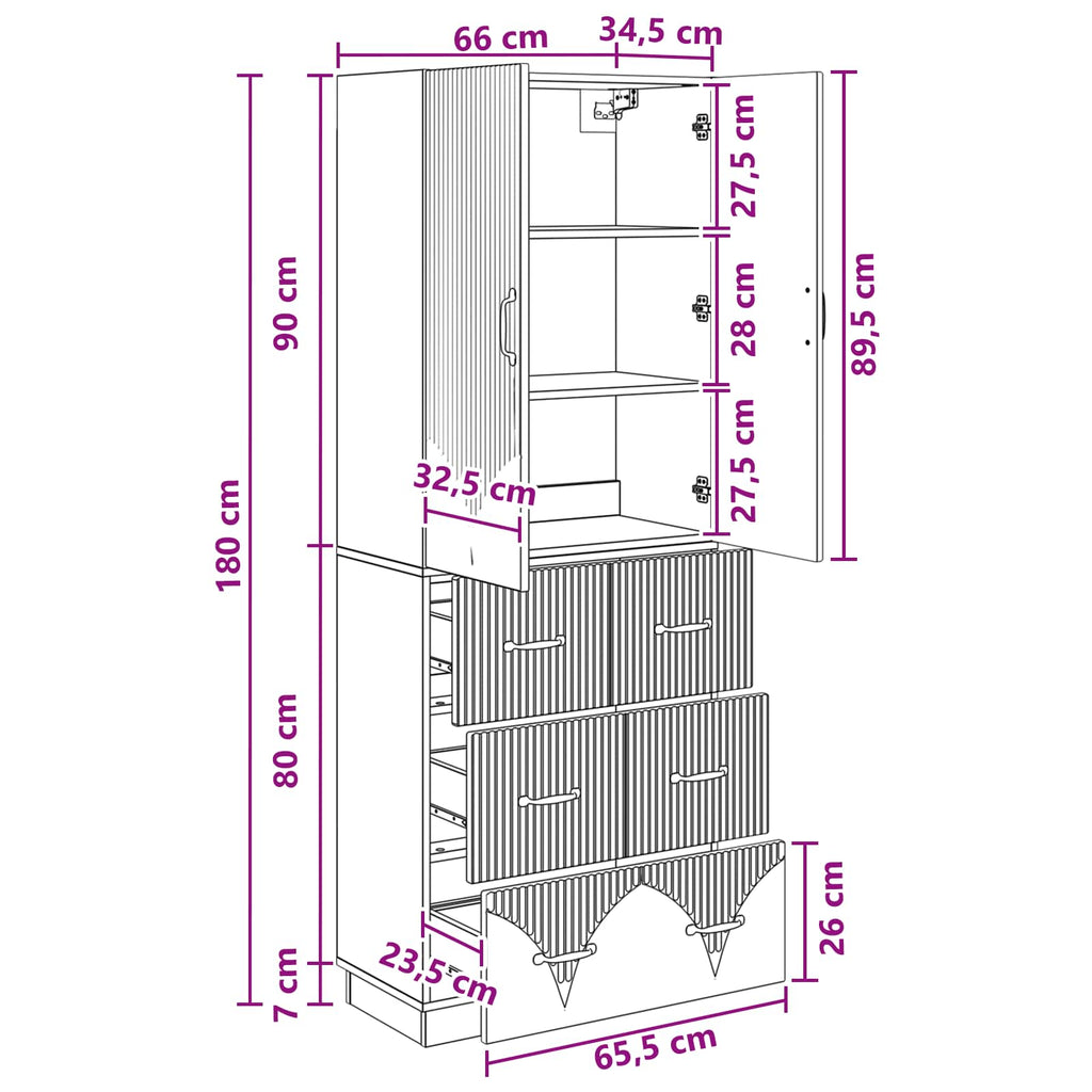 Juego de armarios 2 pcs Blanco Brillante 66 x 34,5 x 87 cm