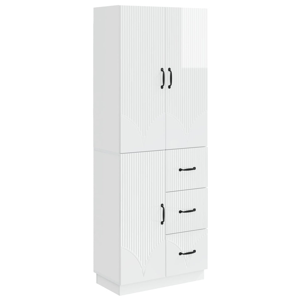 Juego de armarios 2 pcs Blanco Brillante Madera de ingeniería