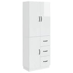 Juego de armarios 2 pcs Blanco Brillante Madera de ingeniería