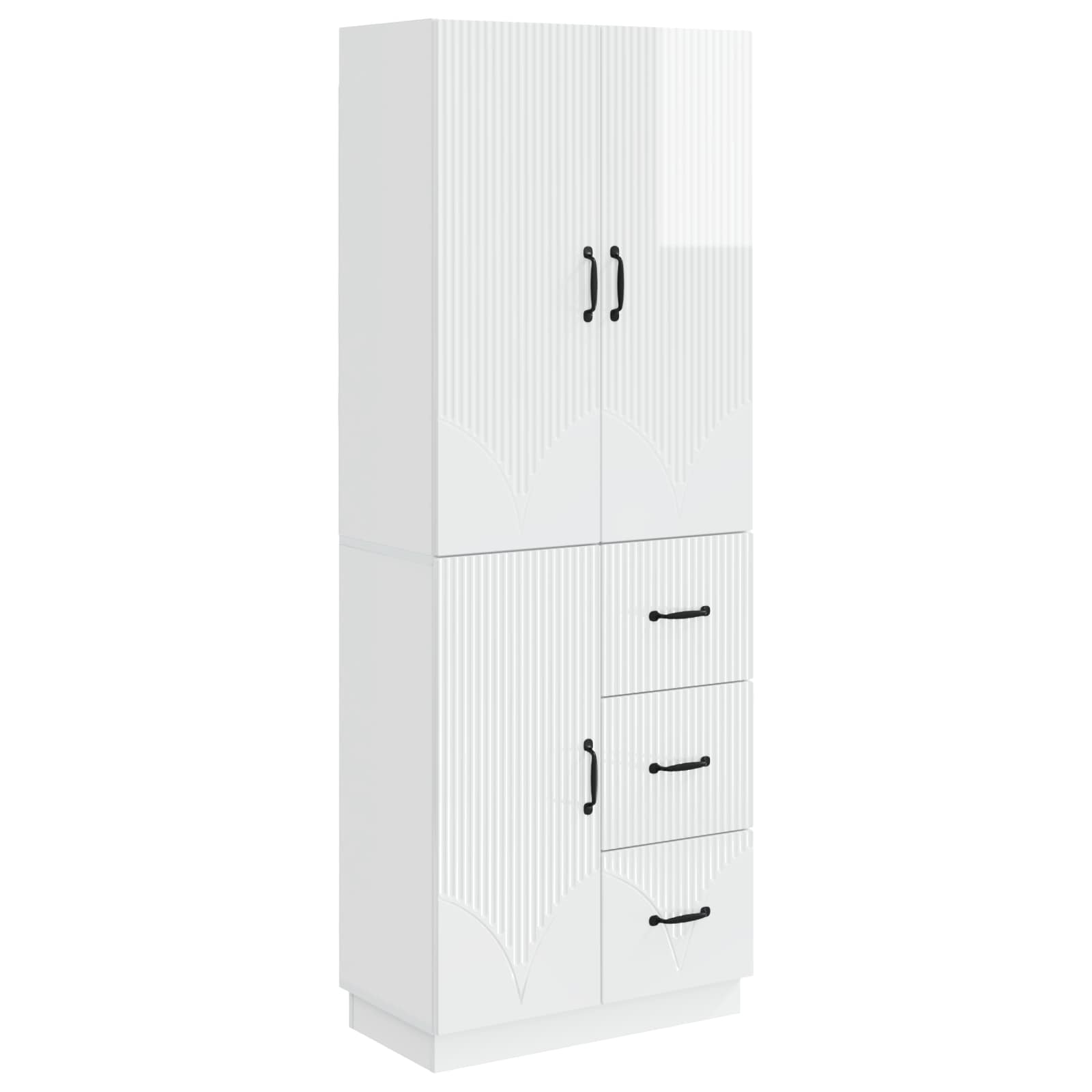 Juego de armarios 2 pcs Blanco Brillante Madera de ingeniería