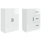 Juego de armarios 2 pcs Blanco Brillante Madera de ingeniería