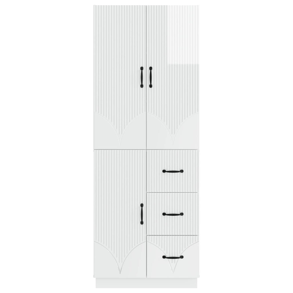 Juego de armarios 2 pcs Blanco Brillante Madera de ingeniería