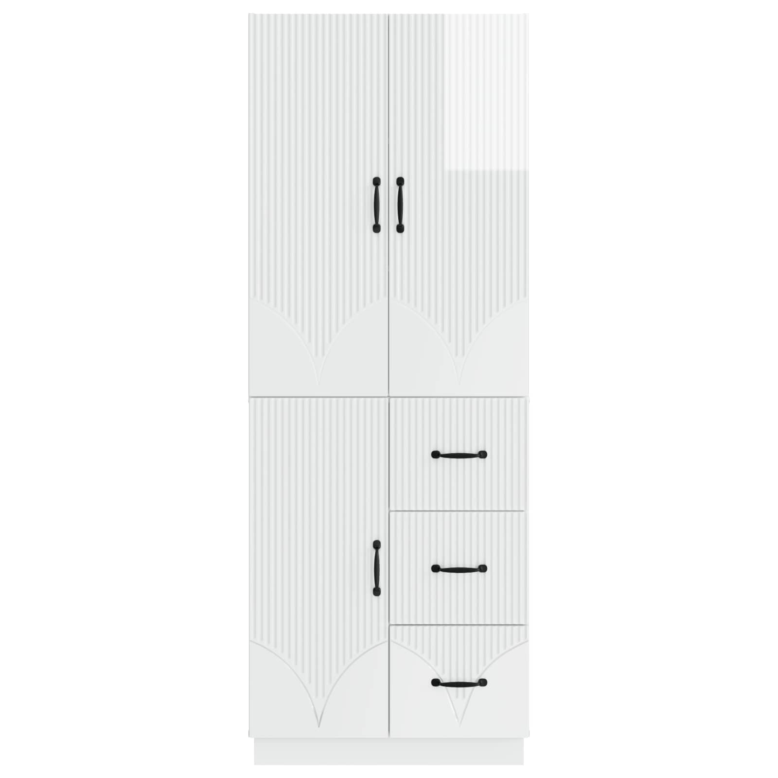 Juego de armarios 2 pcs Blanco Brillante Madera de ingeniería