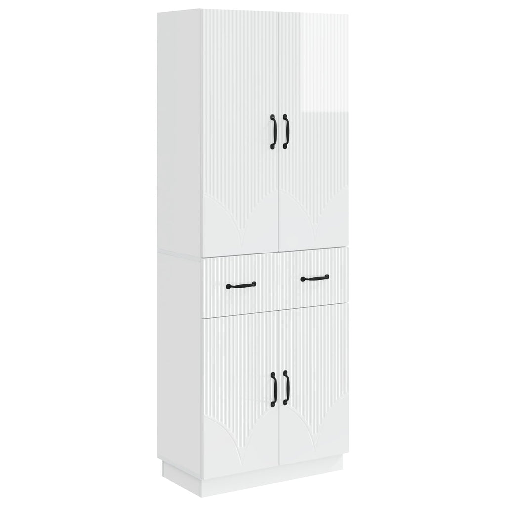 Juego de armarios 2 pcs Blanco Brillante Madera de ingeniería