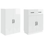 Juego de armarios 2 pcs Blanco Brillante Madera de ingeniería