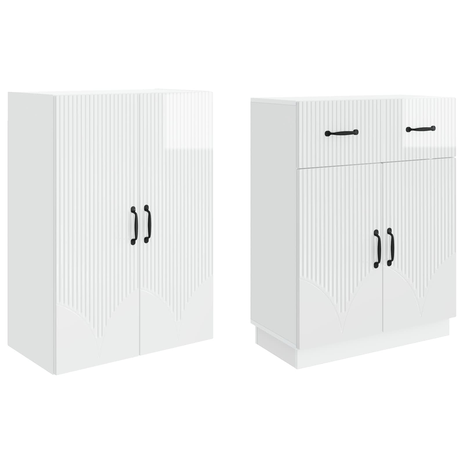 Juego de armarios 2 pcs Blanco Brillante Madera de ingeniería