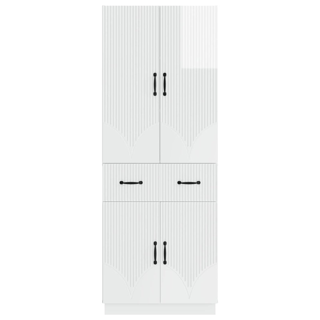 Juego de armarios 2 pcs Blanco Brillante Madera de ingeniería