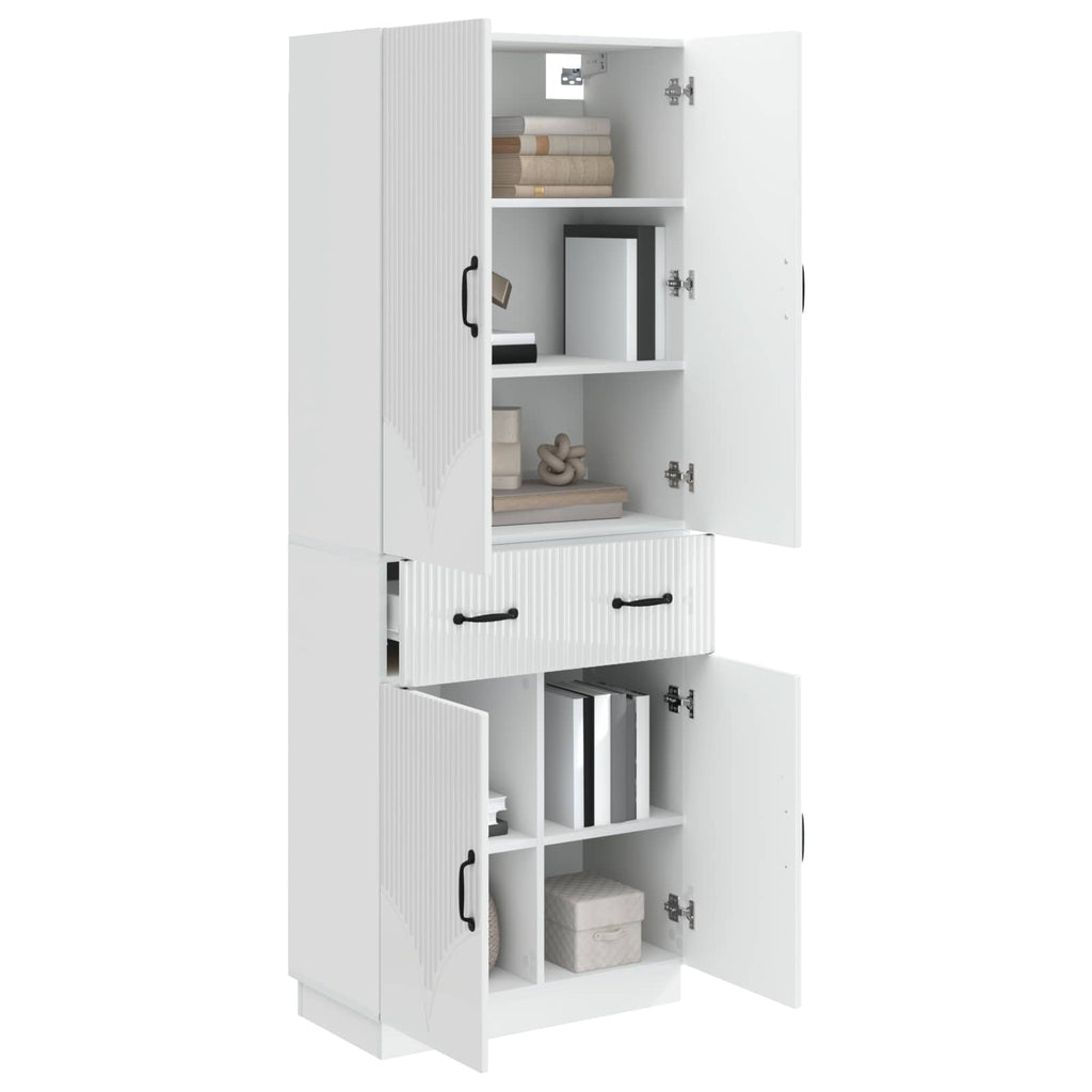 Juego de armarios 2 pcs Blanco Brillante Madera de ingeniería