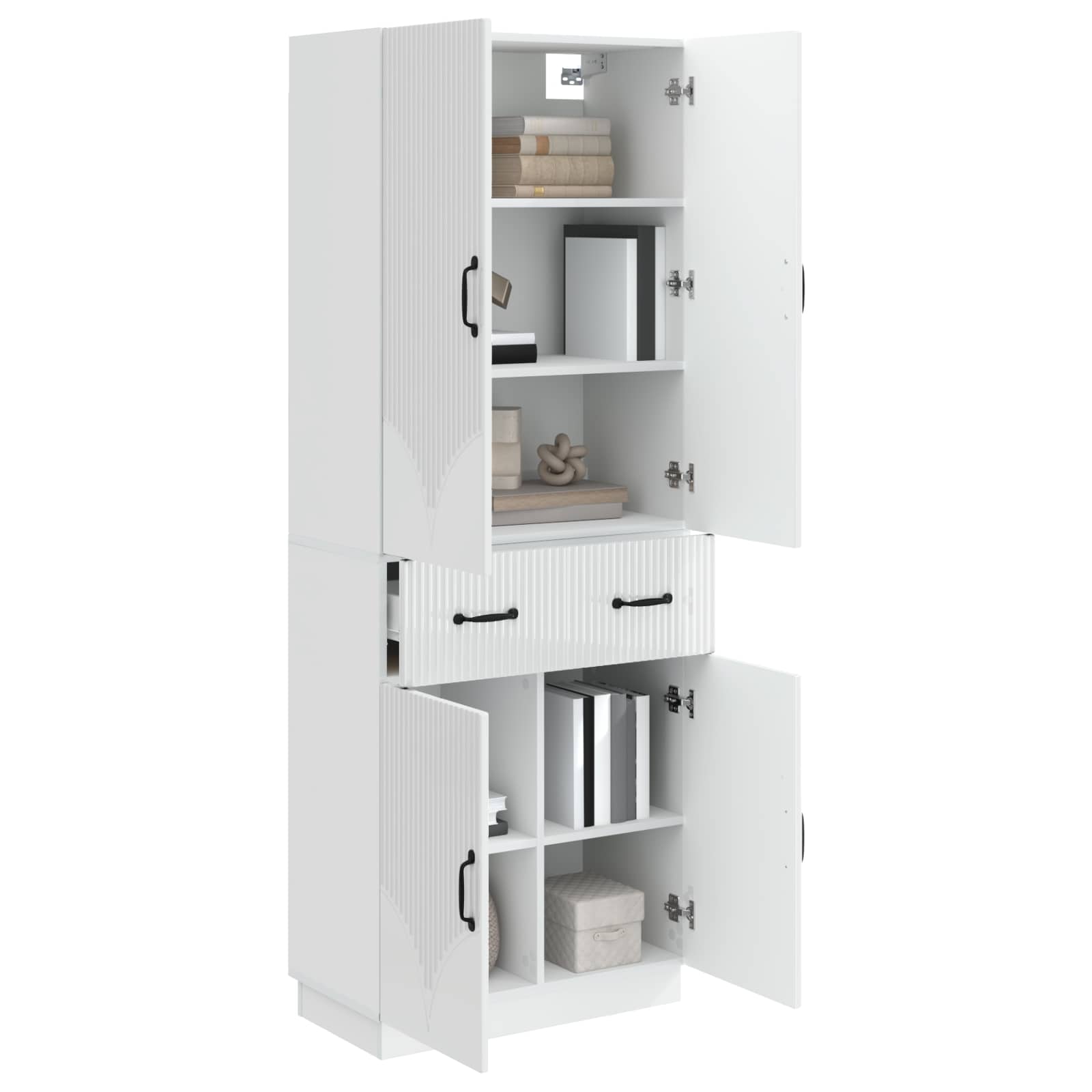 Juego de armarios 2 pcs Blanco Brillante Madera de ingeniería