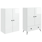 Juego de armarios 2 pcs Blanco Brillante Madera de ingeniería