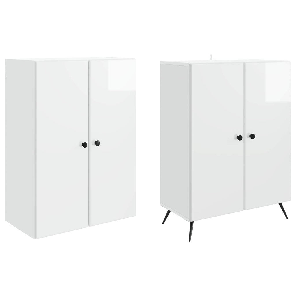 Juego de armarios 2 pcs Blanco Brillante Madera de ingeniería