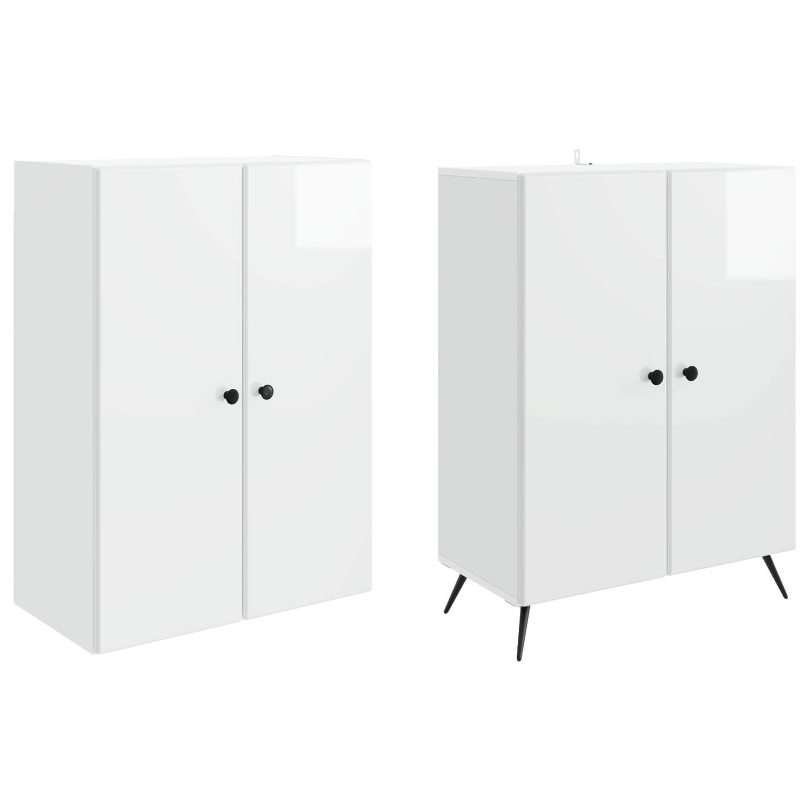 Juego de armarios 2 pcs Blanco Brillante Madera de ingeniería