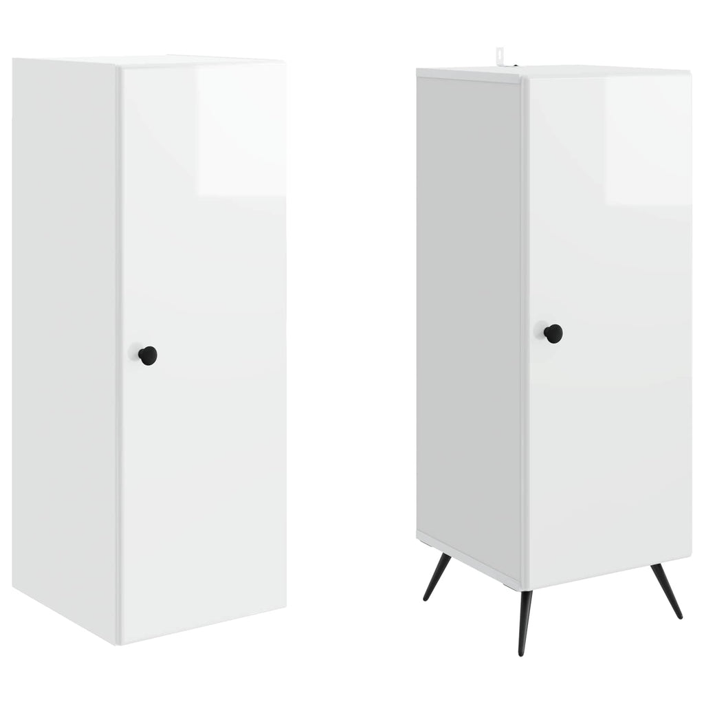 Juego de armarios 2 pcs Blanco Brillante Madera de ingeniería