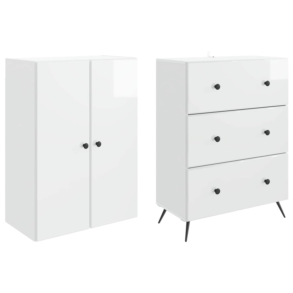 Juego de armarios 2 pcs Blanco Brillante 66 x 34,5 x 90 cm