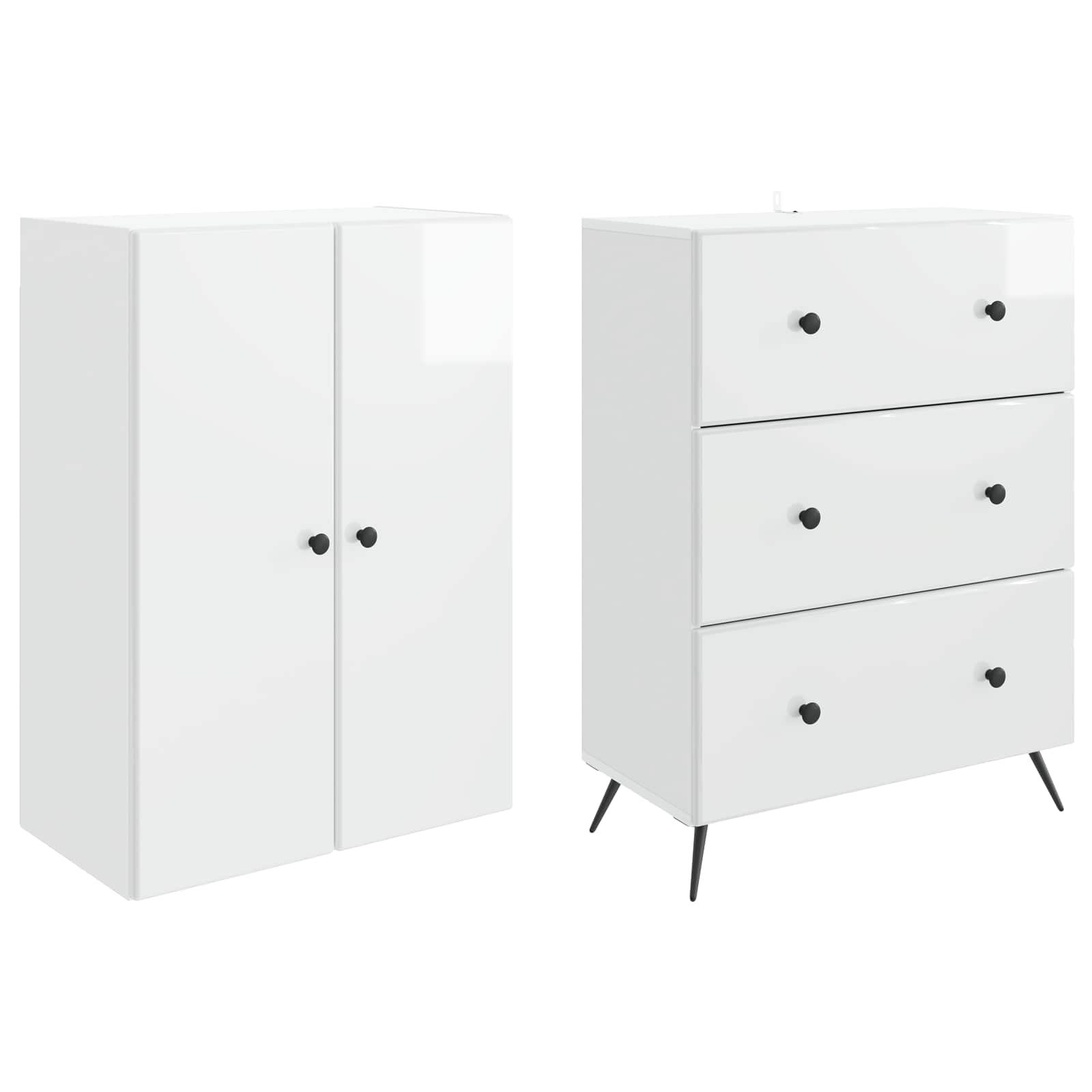 Juego de armarios 2 pcs Blanco Brillante 66 x 34,5 x 90 cm
