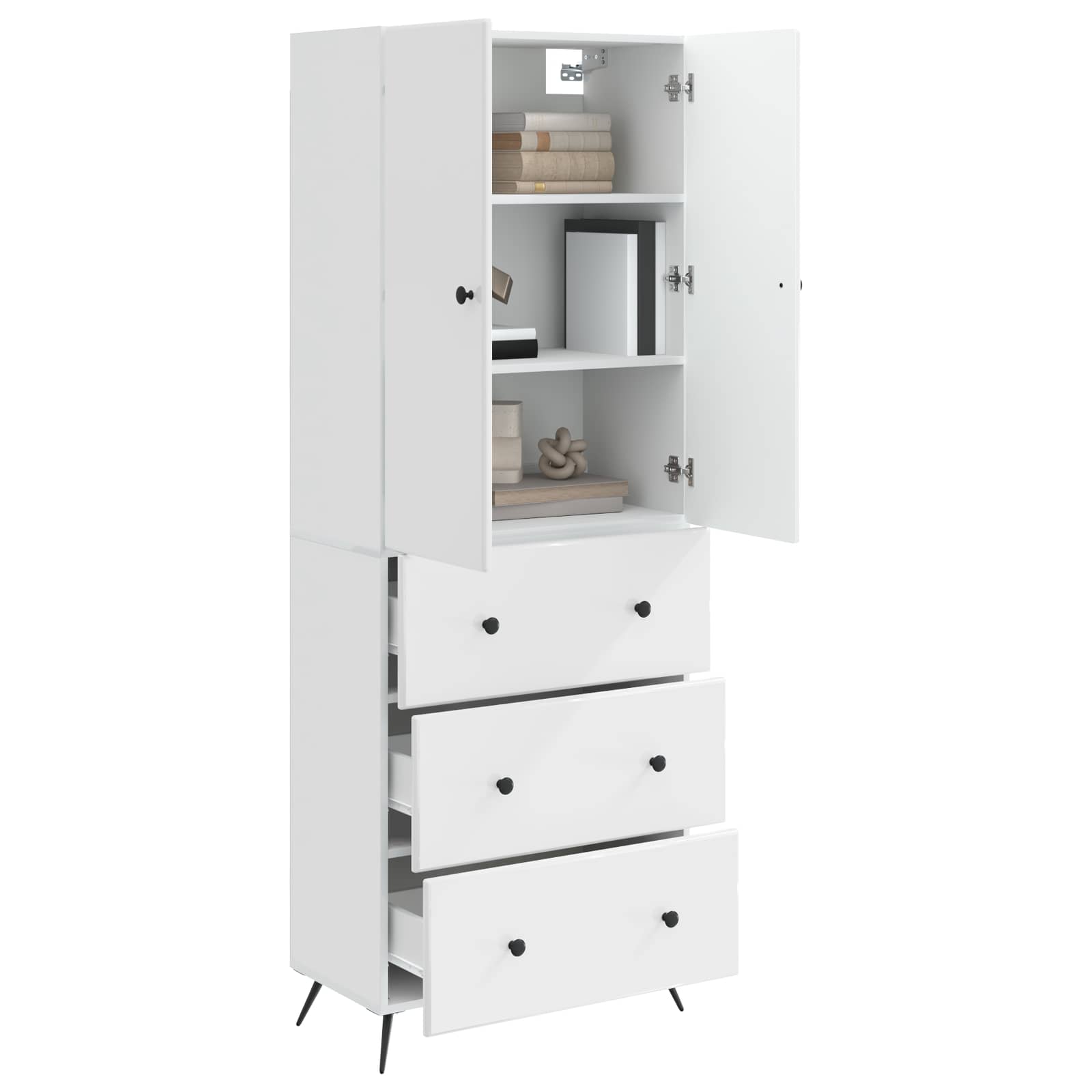 Juego de armarios 2 pcs Blanco Brillante 66 x 34,5 x 90 cm