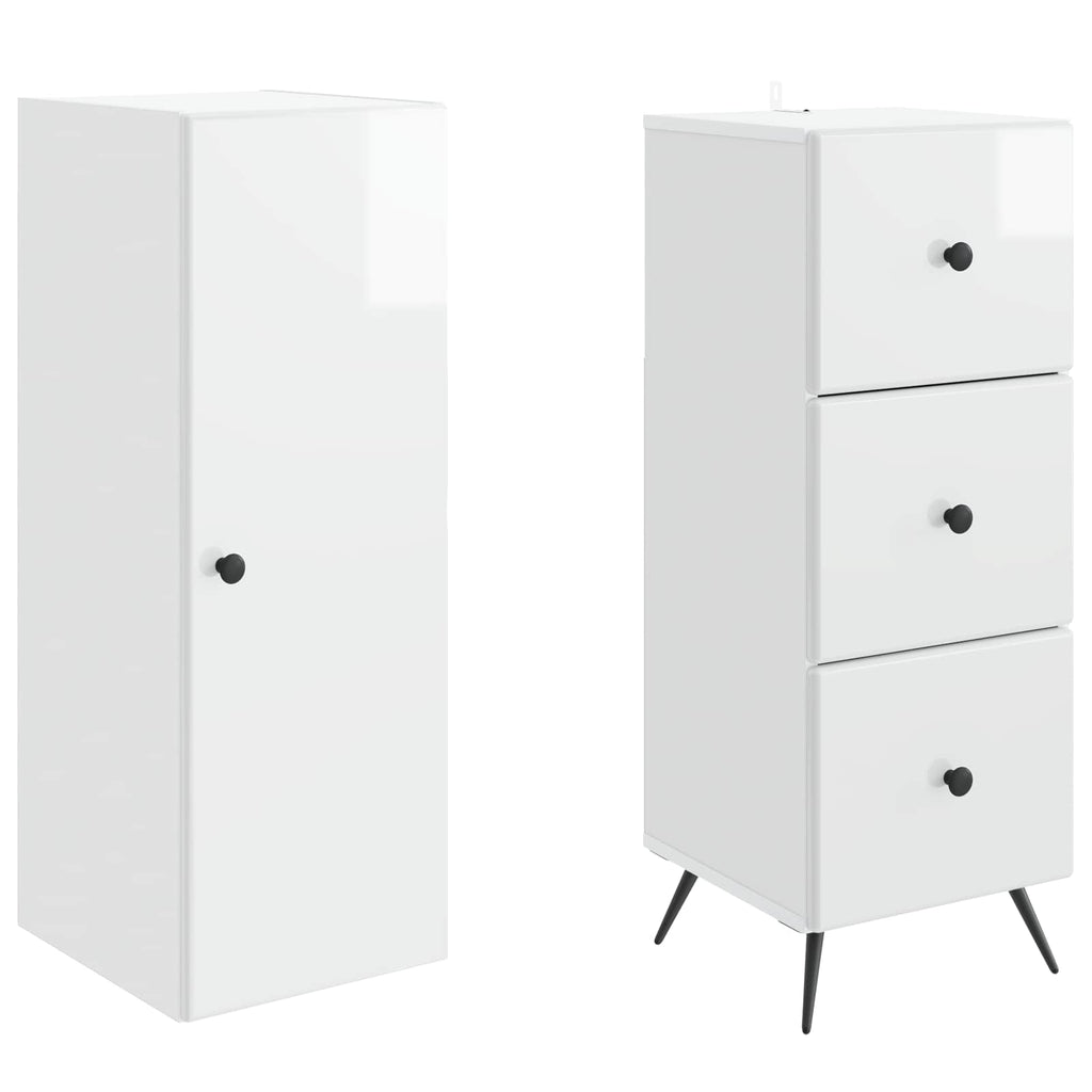Juego de armarios 2 pcs Blanco Brillante 34,5 x 34,5 x 90 cm