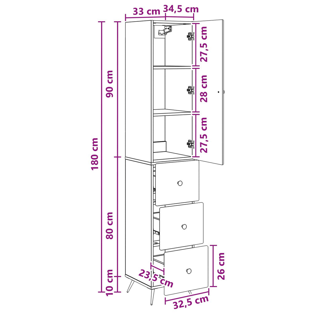 Juego de armarios 2 pcs Blanco Brillante 34,5 x 34,5 x 90 cm