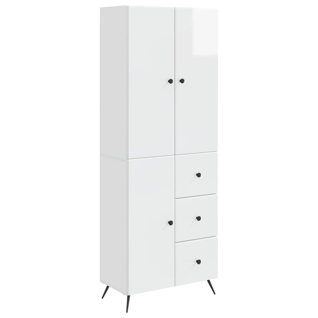 Juego de armarios 2 pcs Blanco Brillante Madera de ingeniería