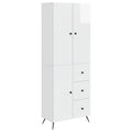 Juego de armarios 2 pcs Blanco Brillante Madera de ingeniería