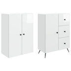 Juego de armarios 2 pcs Blanco Brillante Madera de ingeniería