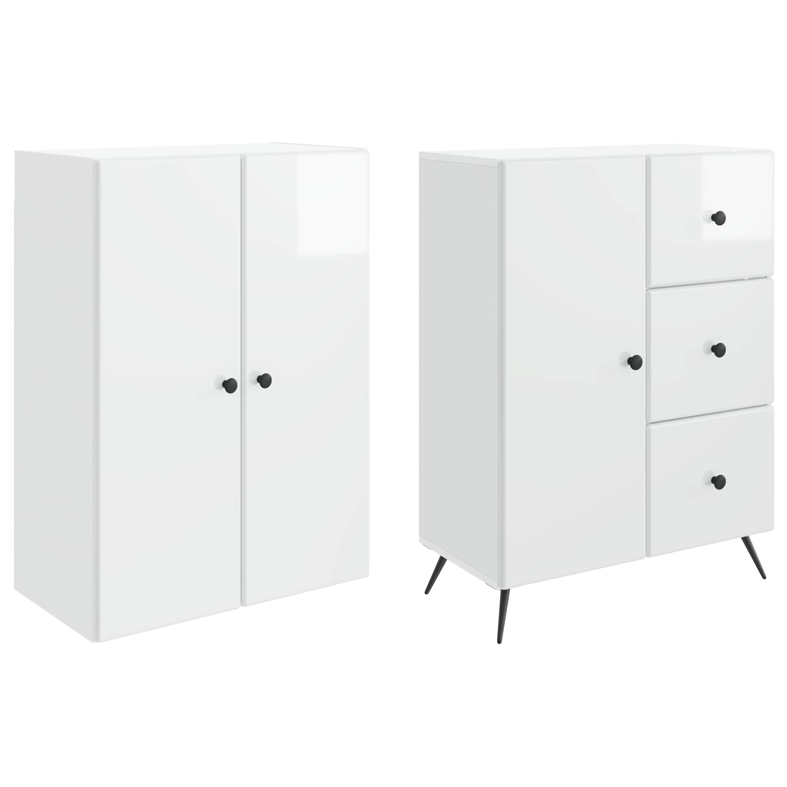 Juego de armarios 2 pcs Blanco Brillante Madera de ingeniería